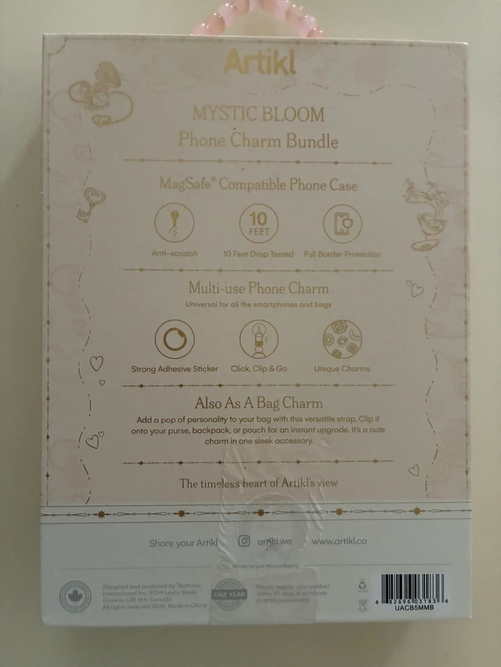 Mystic Bloom MagSafe-Compatible iPhone 15 Pro Max Case & Beaded Charm included